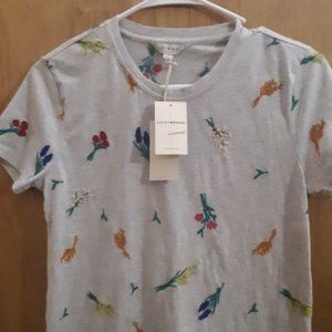 Women's Lucky,  White Embroidered P/S Tee Shirt